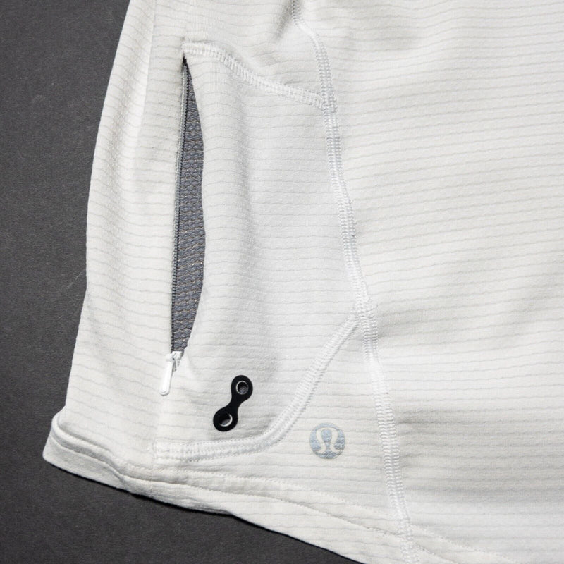 Lululemon T-Shirt Men's Medium Running Zip Pocket White Gray Wicking Metal Vent