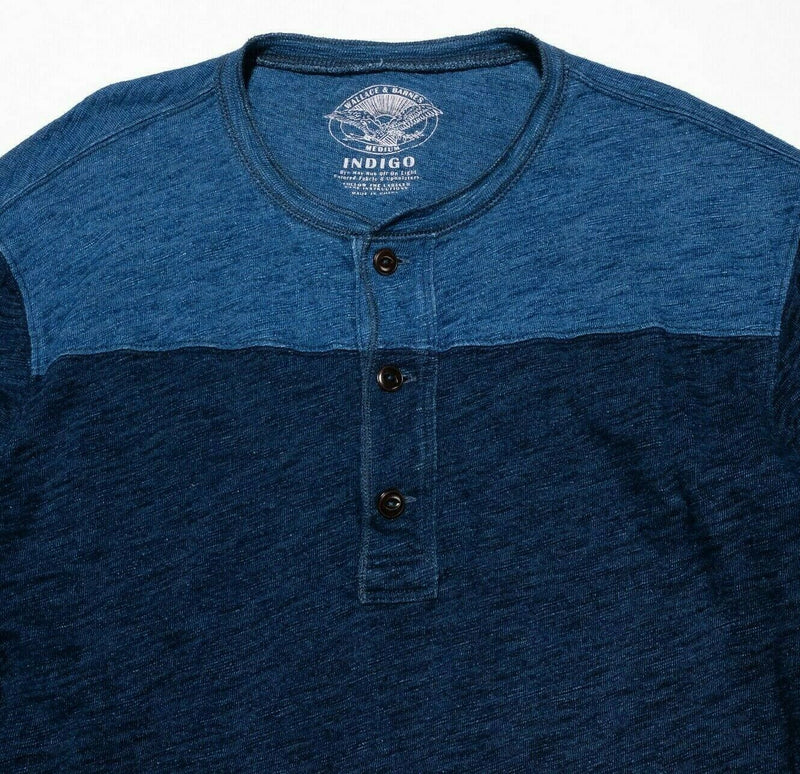 Wallace & Barnes Indigo Henley Long Sleeve Shirt Blue Two-Tone Men's Medium