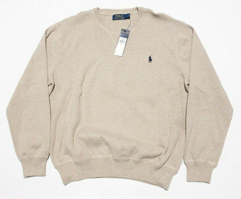 Polo Ralph Lauren Men's Large Oatmeal Brown Pony Crewneck Pullover Sweater