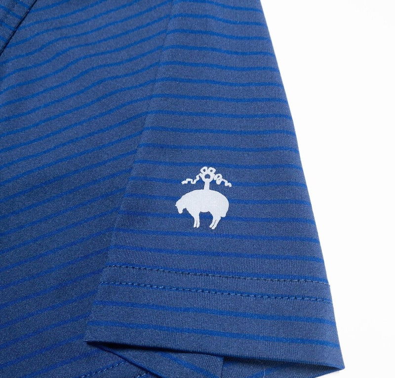 Brooks Brothers Golf Polo Medium Men's Blue Striped Polyester Wicking Stretch