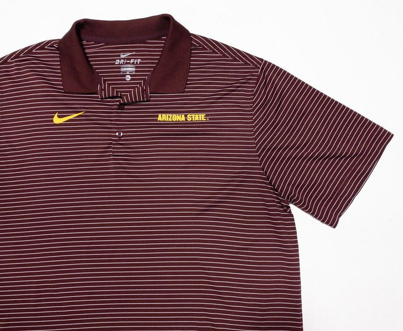 Arizona State Sun Devils Nike Polo XL Men's Shirt Dri-Fit Wicking Maroon Striped