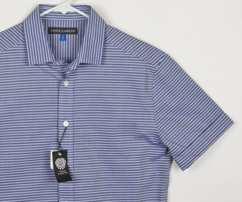 Vince Camuto Men's Small Blue Navy Dobby Stripe S/S Button-Front Shirt NWT