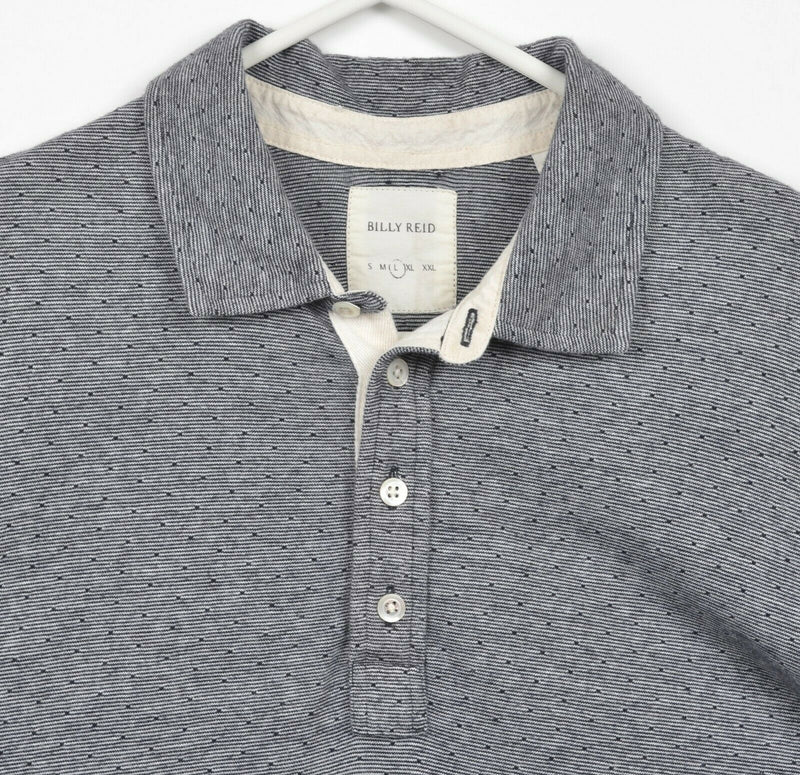 Billy Reid Men's Sz Large Polka Dot Heather Gray S/S Pocket Polo Shirt