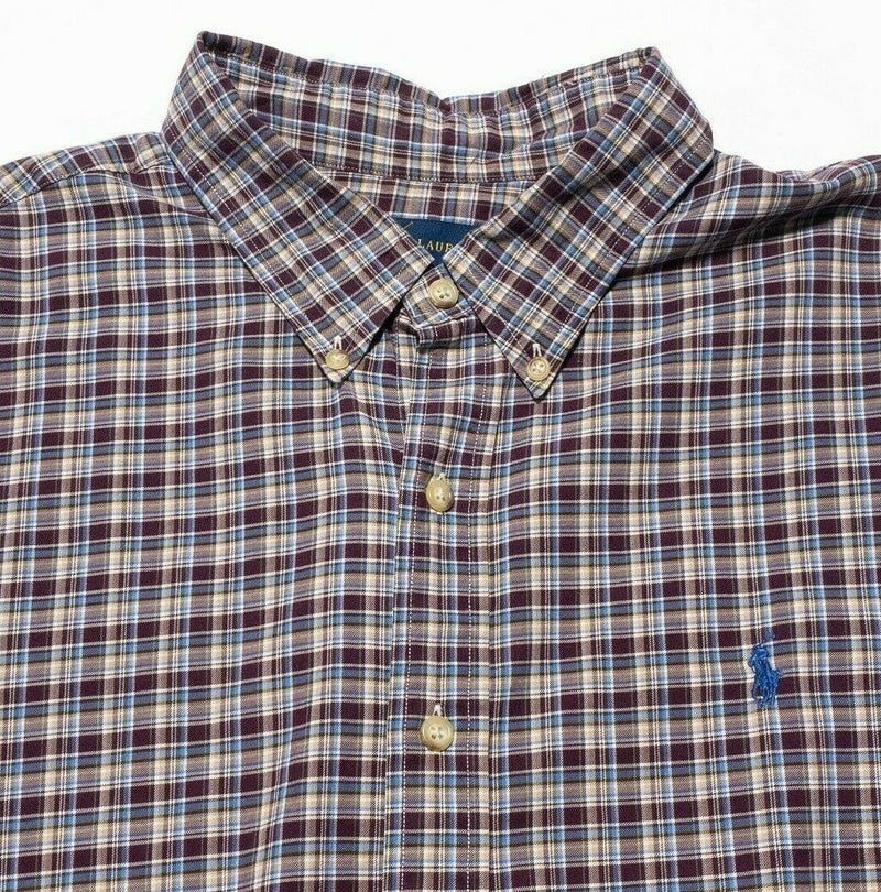 Polo Ralph Lauren Men's 2XL Brown Plaid Long Sleeve Button-Down Shirt