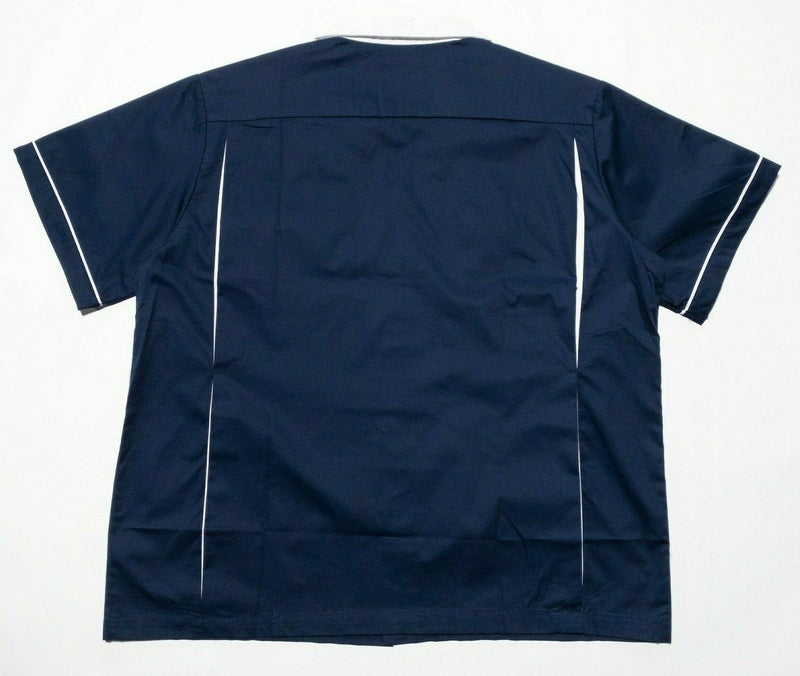 Hilton Bowling Shirt XL Men's Retro Vintage Navy Blue Short Sleeve Button-Front