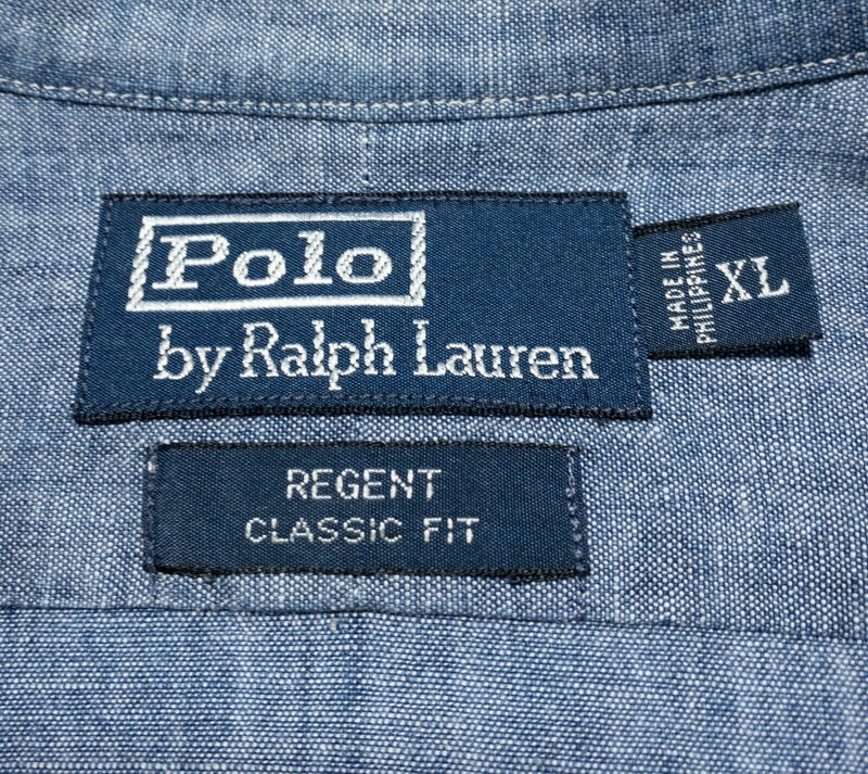 Polo Ralph Lauren Shirt XL Classic Fit Men's Regent Long Sleeve Blue Chambray