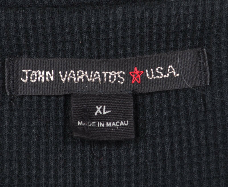 John Varvatos USA Men's XL Sherpa Lined Black Waffle Knit Button-Front Shirt