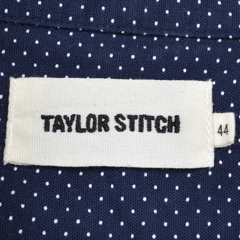 Taylor Stitch Men's Sz 44 (XL) Navy Blue Polka Dot Long Sleeve Shirt