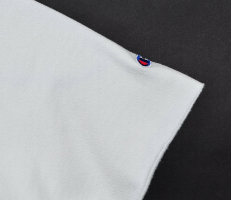 Champion Men's Sz Medium Reverse Weave Retro Logo Short Sleeve White Sweatshirt