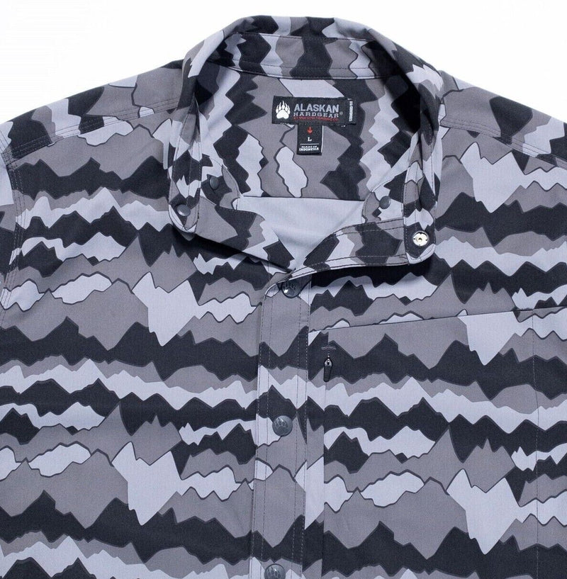 Alaskan HardGear Shirt Large Men's Snap Gray Black Mountain Duluth Trading Co