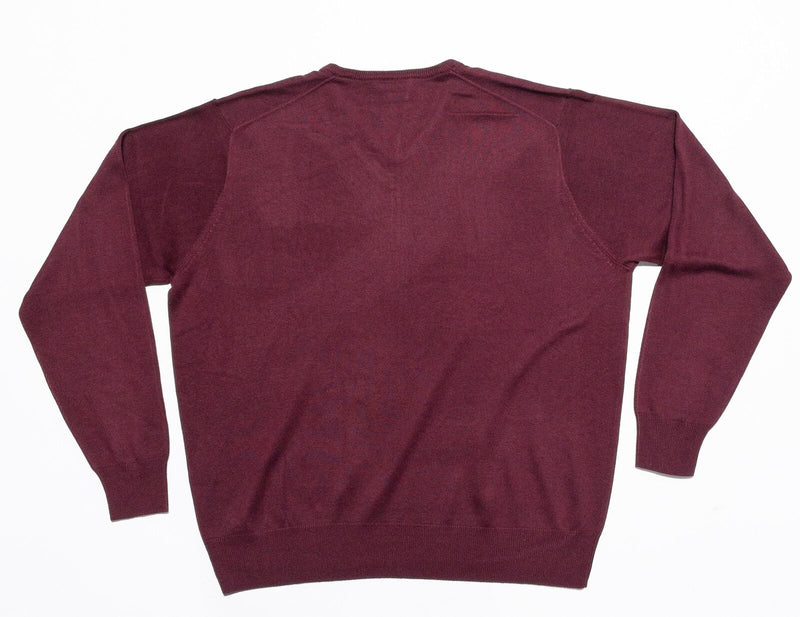Peter Millar V-Neck Sweater Men's 2XL Pullover Silk Cashmere Blend Burgundy Red