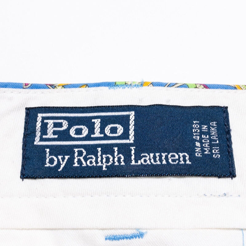 Polo Ralph Lauren Floral Pants Mens 38x30 Print Straight Leg Preppy Paisley Blue