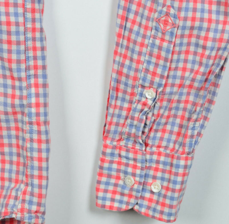 GANT Rugger Men's Medium "Vacay Madras" Pink Blue Check Button-Down Shirt