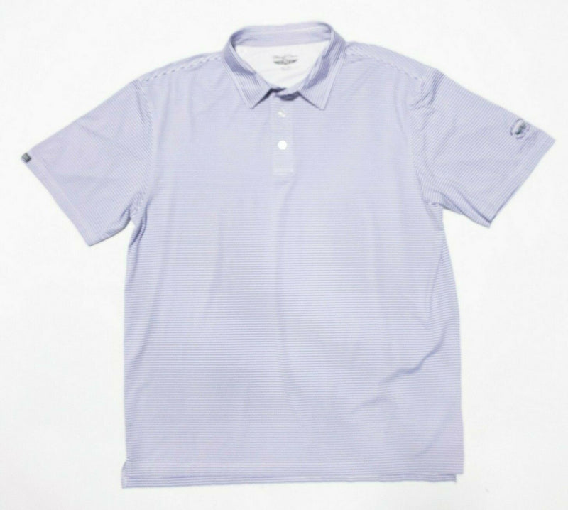 Straight Down Golf Polo 2XL Men's Shirt Purple White Striped Wicking Stretch