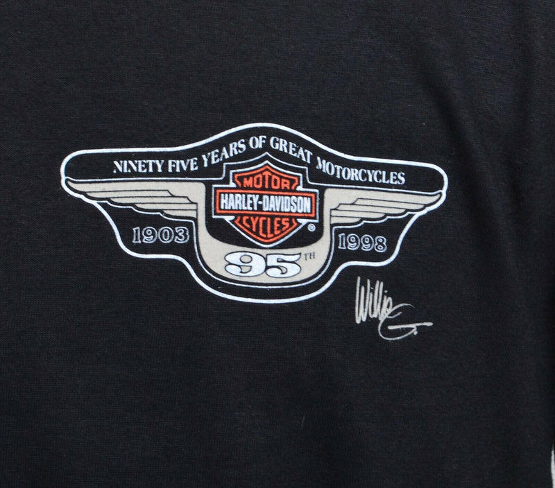 Vintage 90s Harley-Davidson Men's Large 95th Anniversary Willie G Black T-Shirt