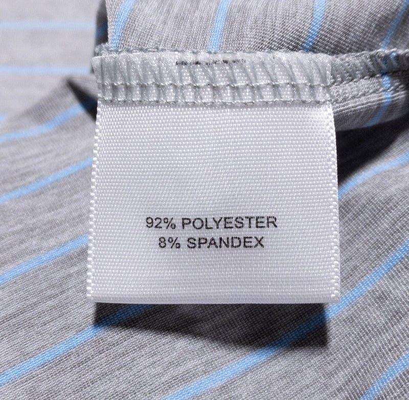 Peter Millar Golf Polo Shirt Men's Medium Gray Striped Halifax Stripe Stretch
