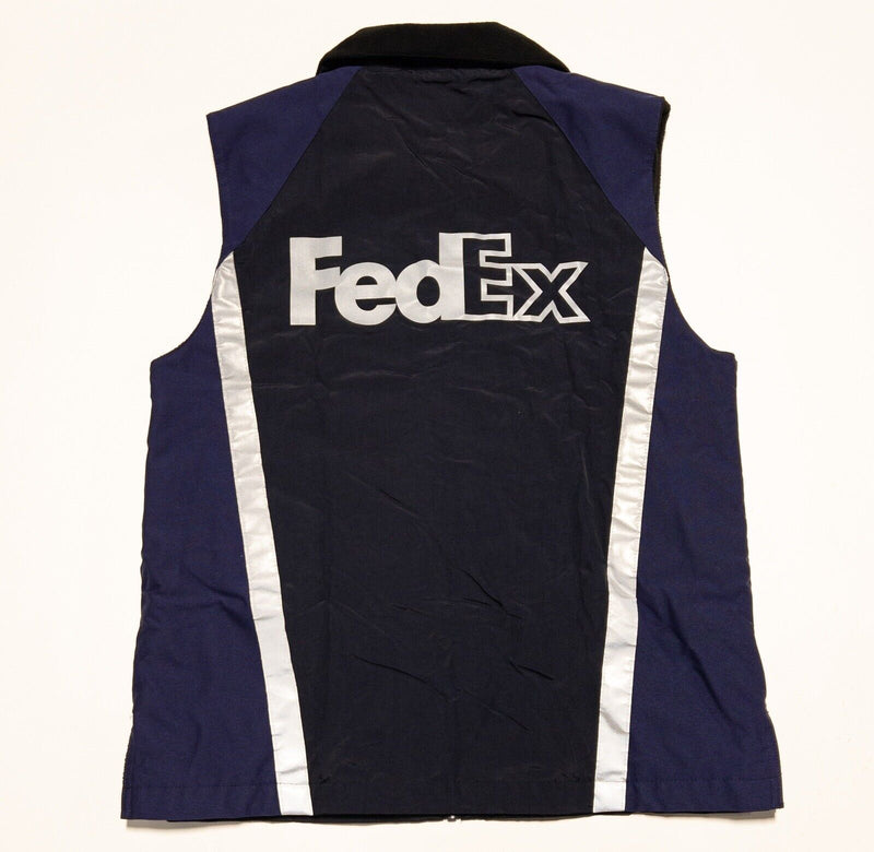 FedEx Stan Herman Vest Men's Medium Full Zip Purple Black Reflective Logo