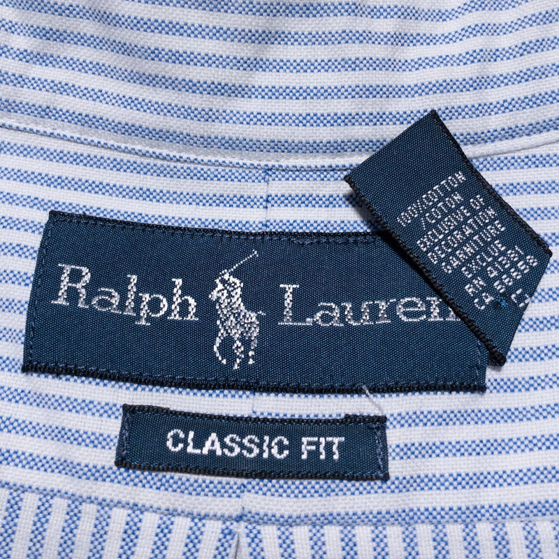 Polo Ralph Lauren Shirt Men's 2XL Classic Fit Oxford Button-Down Blue Striped