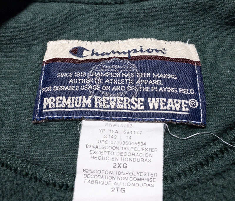 Champion Reverse Weave Sweatshirt Men 2XL Vintage 90s Solid Green Crewneck Blank