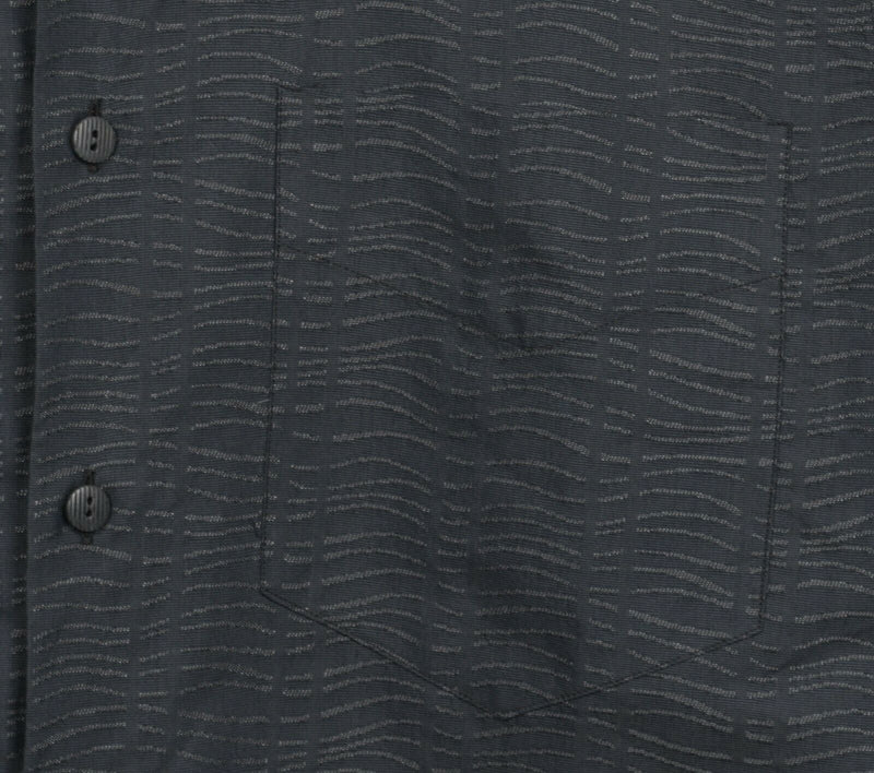 Vintage Jhane Barnes Men's Large Black Rayon Blend Wavy Stripe Italy Party Shirt
