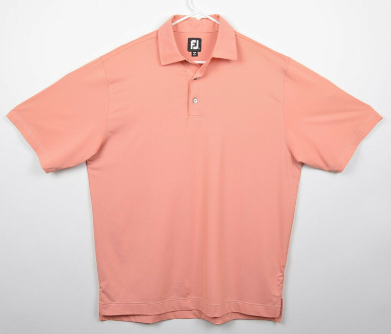 FootJoy Men's Sz Large Orange Micro-Striped FJ Performance Golf Polo Shirt