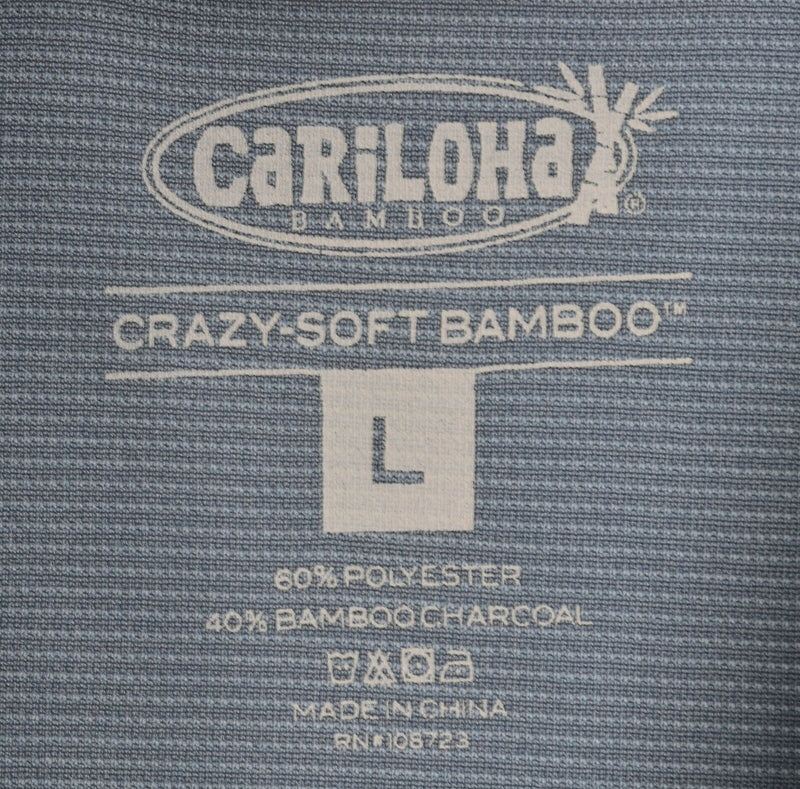 Cariloha Men's Sz Large Crazy Soft Bamboo Blue Polyester Bamboo Polo Shirt