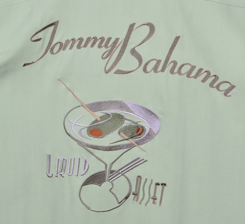 Tommy Bahama Men's Large Liquid Asset 100% Silk Back Embroidered Hawaiian Shirt