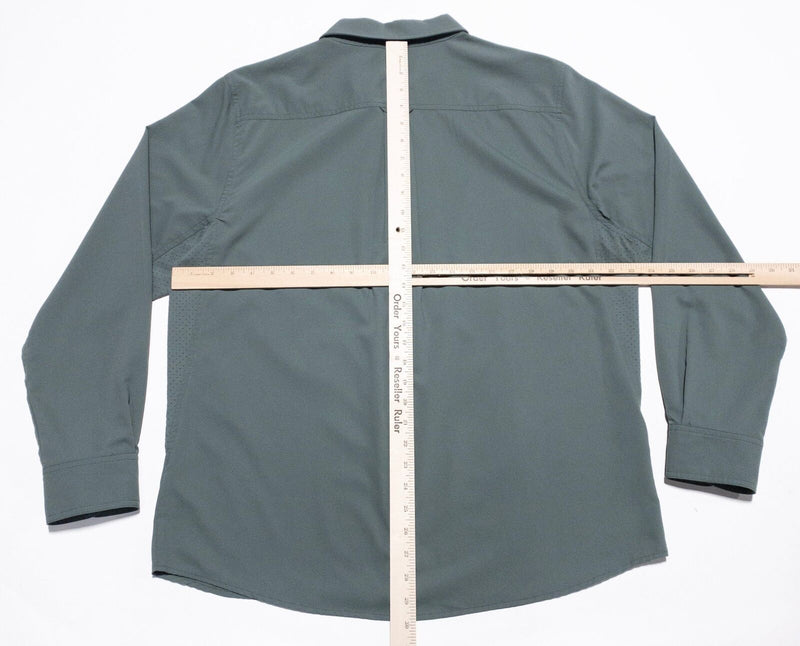 Coolibar Shirt Men's Large Long Sleeve Button-Down Sun Protection UPF 50+ Green