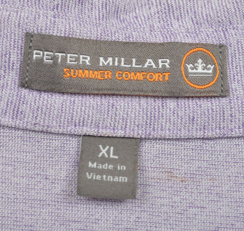 Peter Millar Men's XL Summer Comfort Heather Purple Performance Golf Polo Shirt