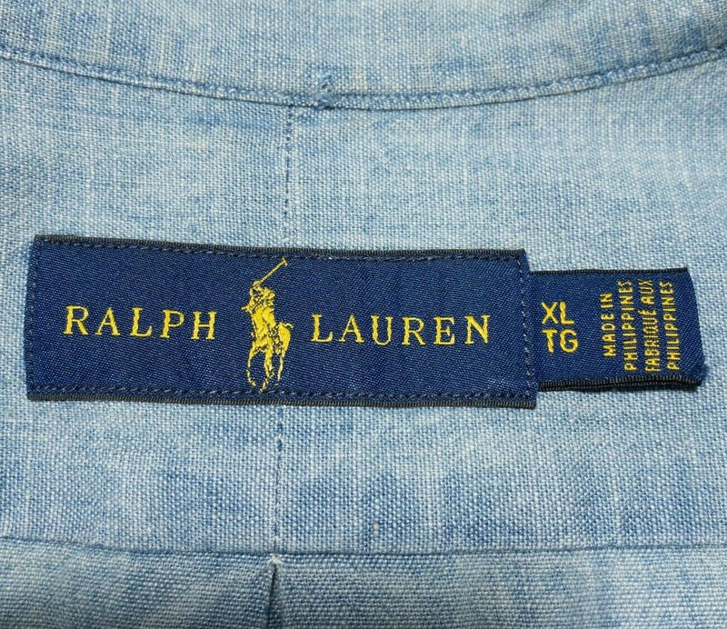 Polo Ralph Lauren Denim Shirt Men's XL Indigo Blue Button-Down Long Sleeve Pony