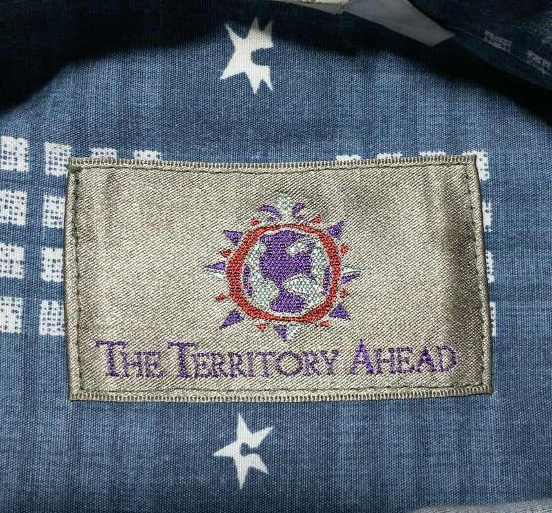 Territory Ahead Men's Long Sleeve Shirt Medium Blue Stars Geometric Button-Front
