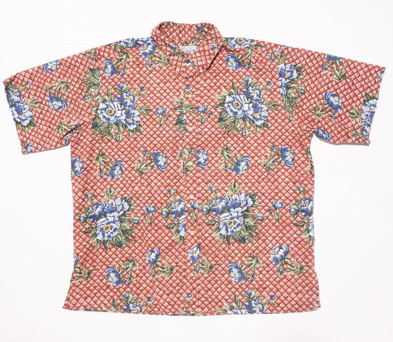 Reyn Spooner Hawaiian Shirt 2XL Men's Floral Red Aloha Short Sleeve Button-Down