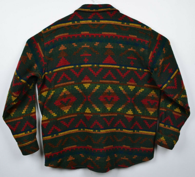 Vtg Woolrich Men's Sz XL? Wool Aztec Tribal Forest Green Heavy Shirt Jacket