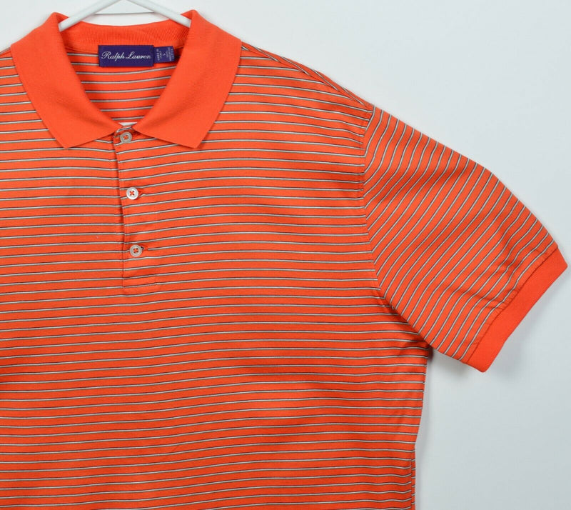 Ralph Lauren Purple Label Men's Large Orange Striped Made in Italy Polo Shirt