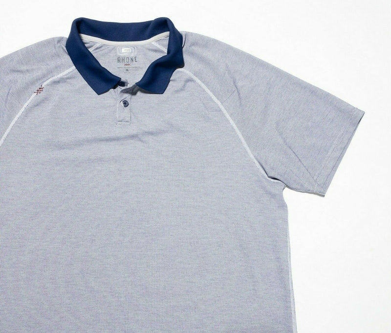 Rhone Polo XL Men's Shirt Wicking Athleisure Short Sleeve Gray Blue Delta Pique