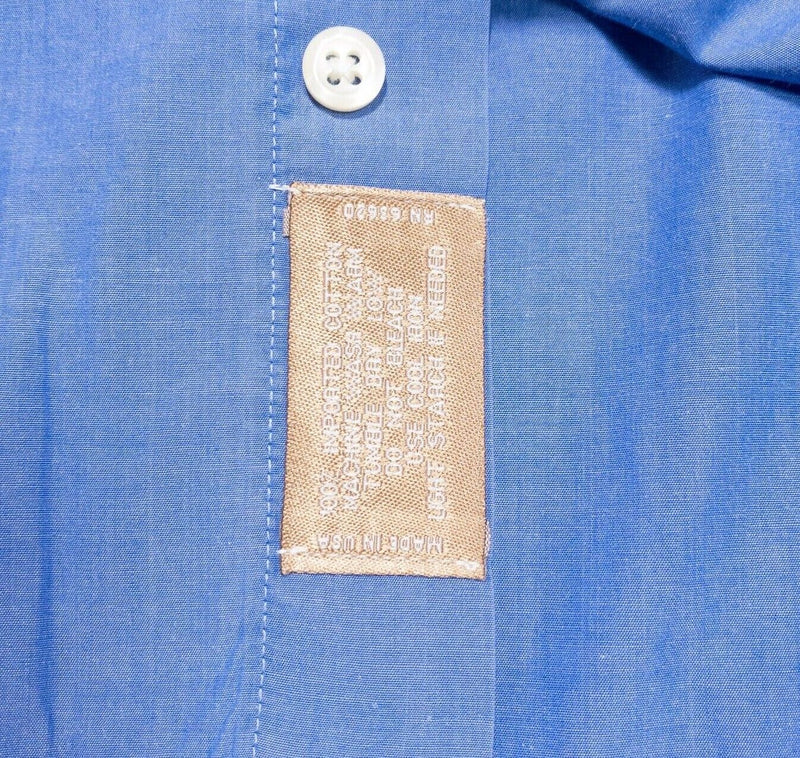 Gitman Bros. Dress Shirt 17.5-35 Men's Solid Blue Spread Collar Vintage USA