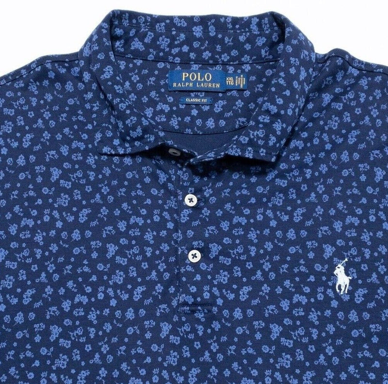 Polo Ralph Lauren Shirt Classic Fit XXL Men's Floral Print Navy Blue Polo 2XL