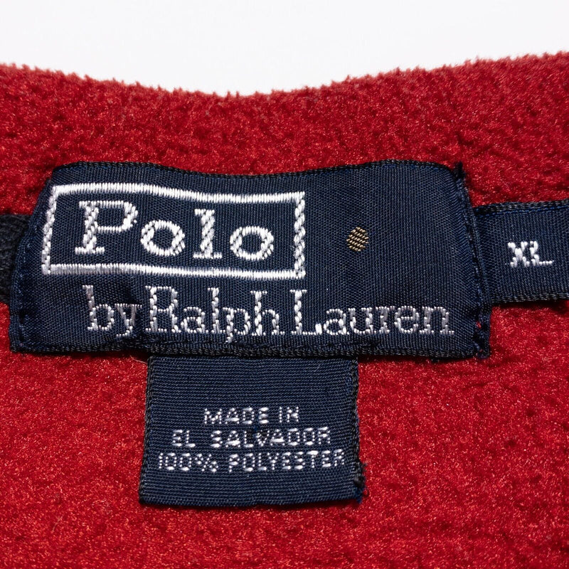 Polo Ralph Lauren Sweatshirt Men's XL Pullover Fleece Vintage 90s Red Crewneck