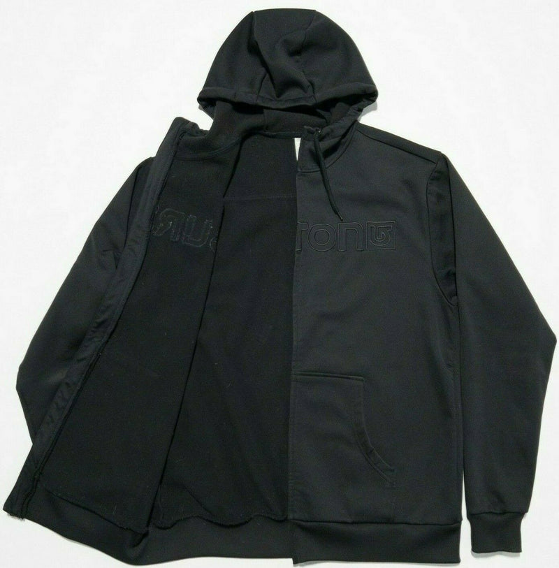 Burton DryRide Men's Large Solid Black Logo Fleece Lined Full Zip Hoodie Jacket