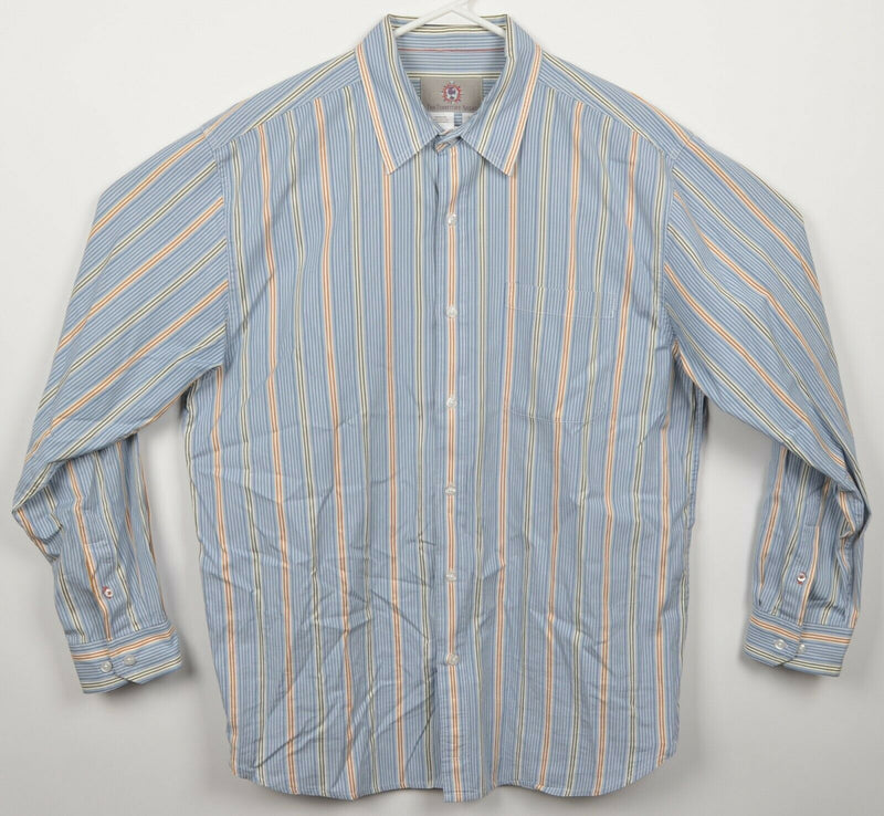 The Territory Ahead Men's Large Blue Striped Long Sleeve Button-Front Shirt