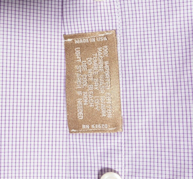 Gitman Bros. Dress Shirt Men's 16/35 Purple White Check Made in USA