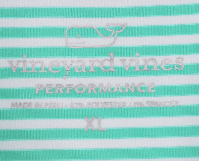 Vineyard Vines Performance Men's Sz XL Green Striped Whale Golf Polo Shirt
