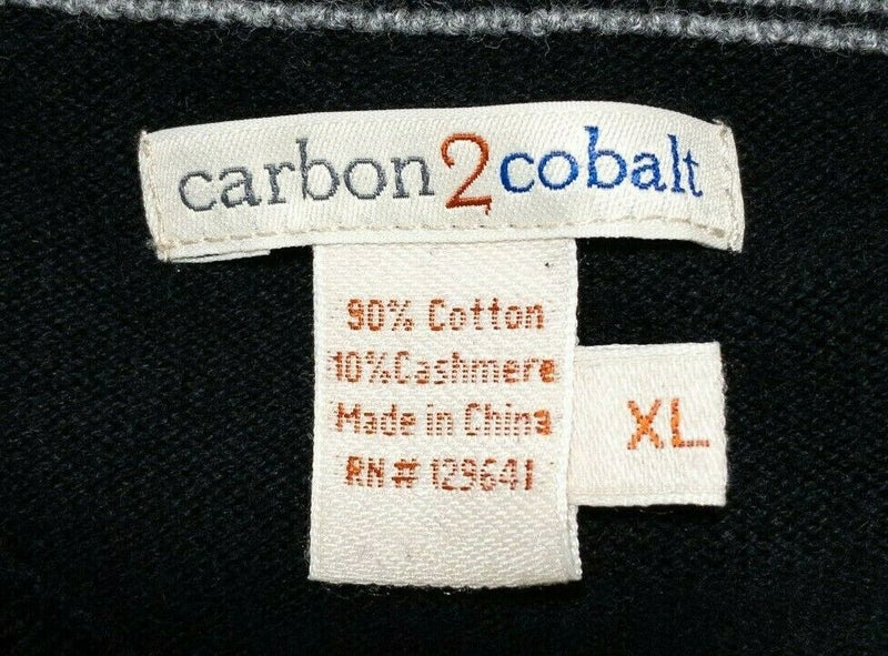 Carbon 2 Cobalt Men's XL Cotton Cashmere Blend Black Gray Exposed Stitch Sweater