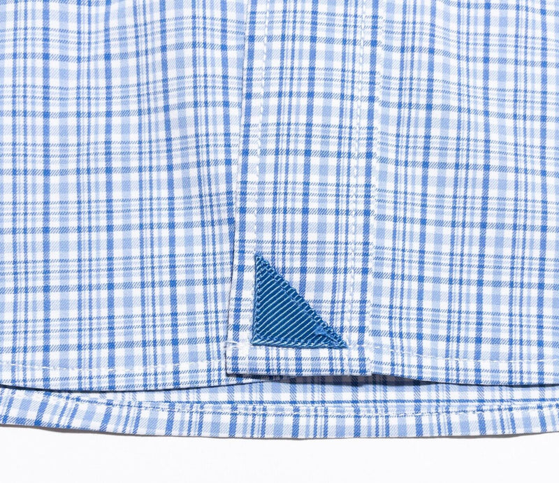 UNTUCKit Performance Shirt Men's Large Nylon Wicking Long Sleeve Blue Plaid