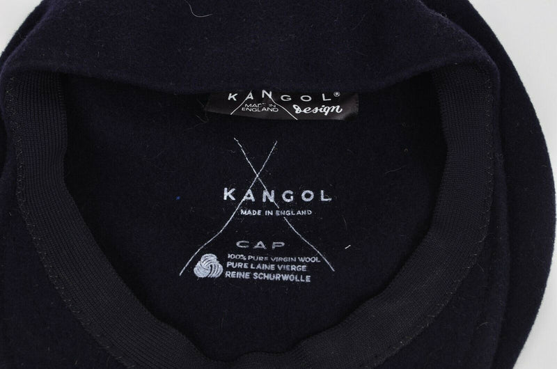Vtg Kangol Newsboy Cabbie 100% Wool Dark Navy Blue Made in England Cap