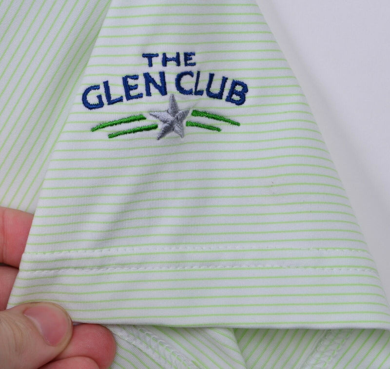 Peter Millar Men's Sz Large Summer Comfort Green White Striped Golf Polo Shirt
