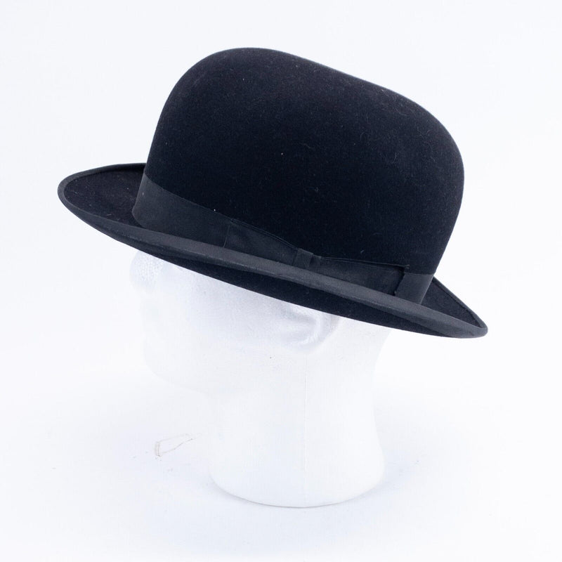 Vintage Stetson Bowler Hat Men's Fits 7 Black Felt Derby John B. Stetson Box