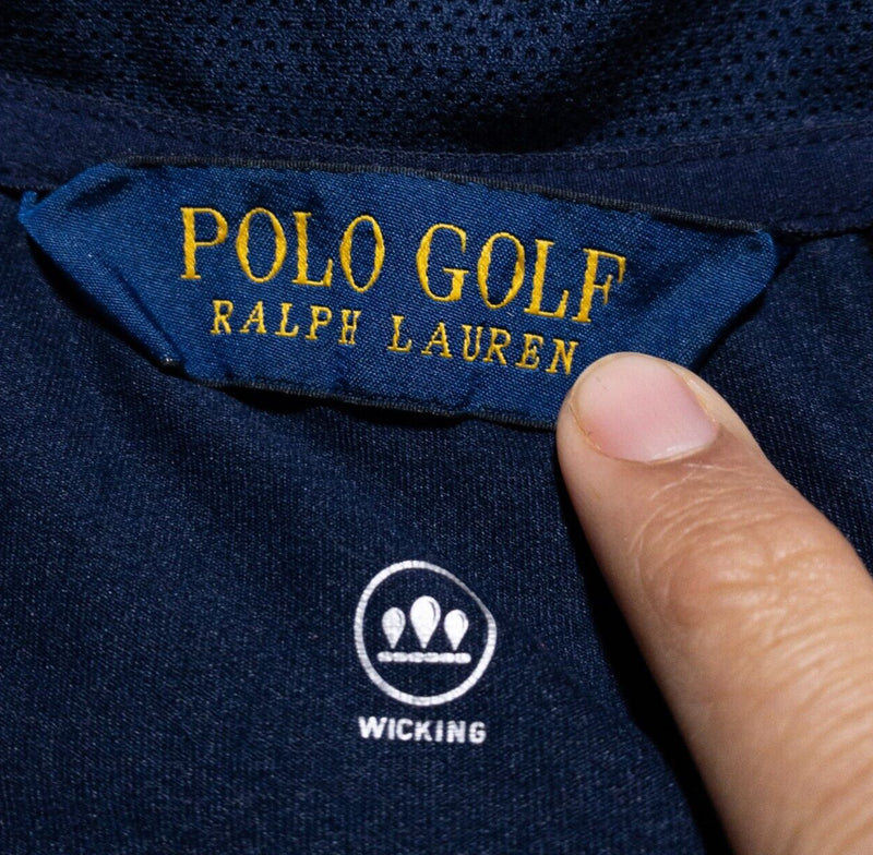 Polo Golf Ralph Lauren 1/4 Zip Men's Medium Pullover Wicking Blue Two-Tone PGA