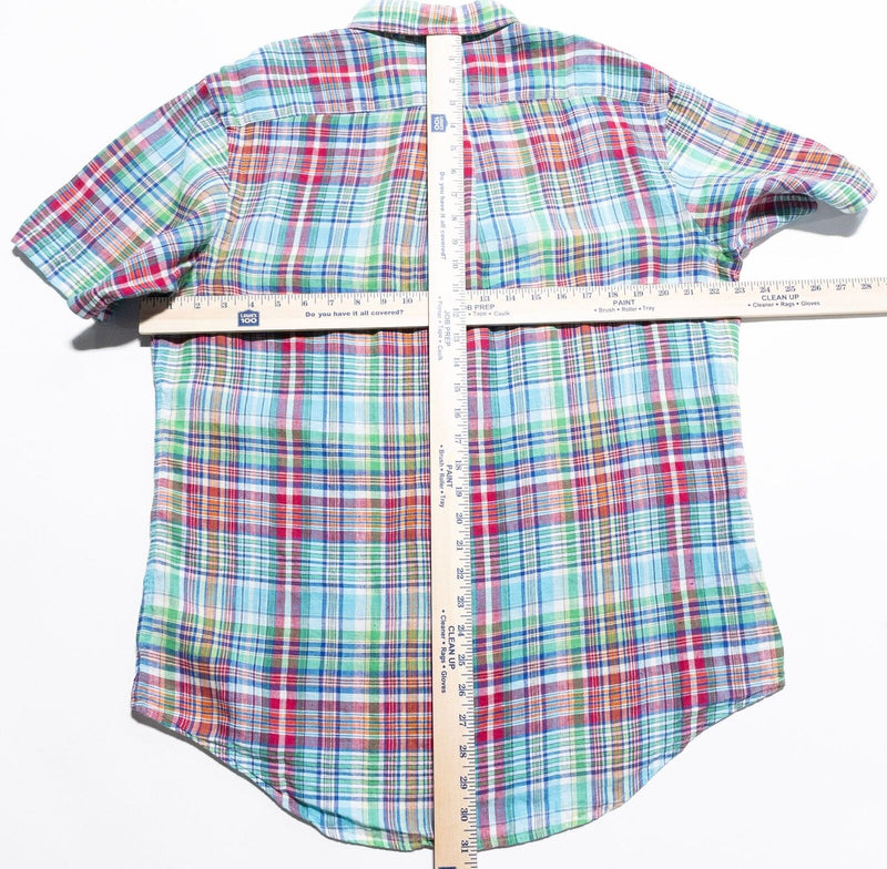 Polo Ralph Lauren Linen Shirt Men's Large Indian Madras Colorful Plaid Button