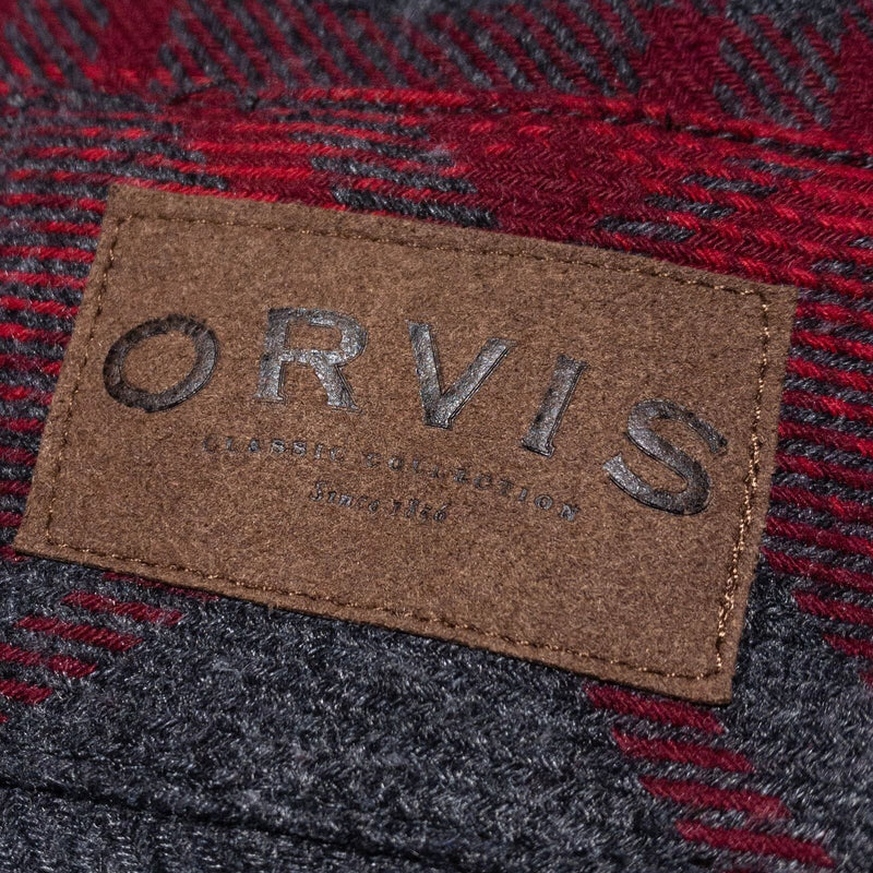 Orvis Flannel Shirt Men's 2XL Red Gray Plaid Heavy Lumberjacket Button-Up